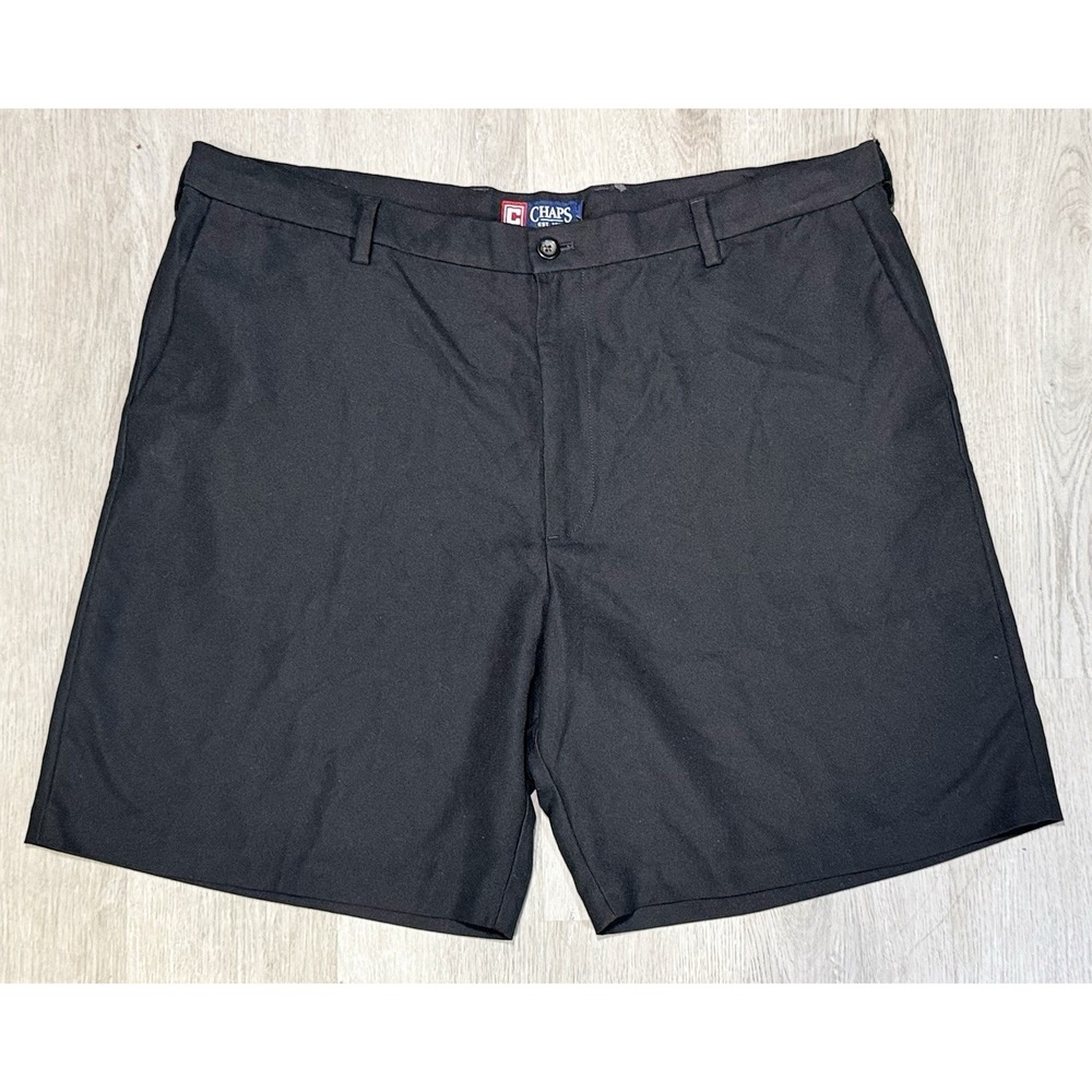 Chaps Flat Front Chino Shorts Men's Size 42 Black 8" Inseam Polyester Classic